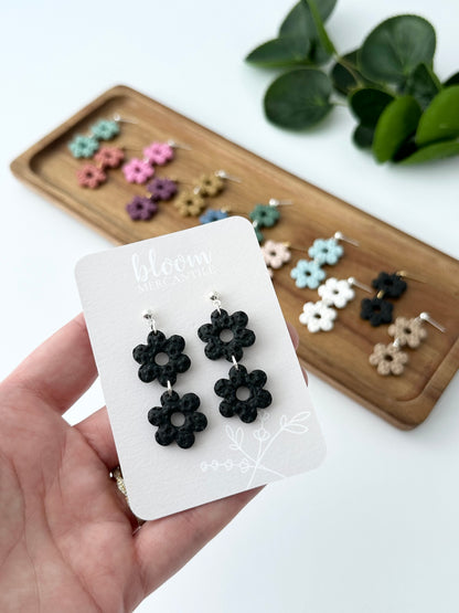 Double Daisy Dangles | Polymer Clay Earrings