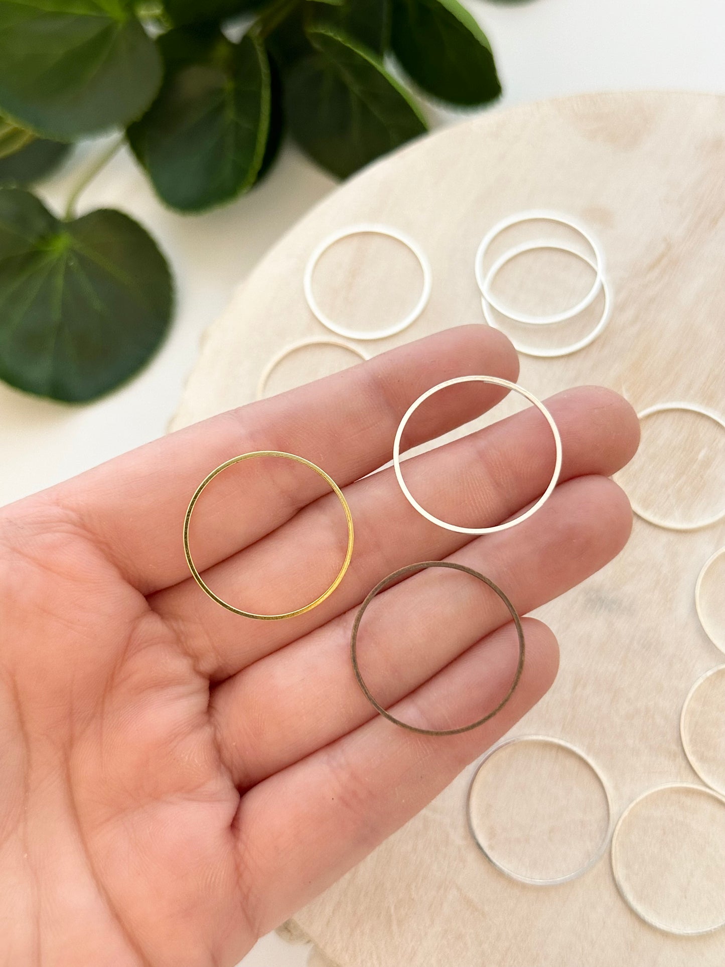 Circle Bezel Charm 25mm - Gold, Silver, or Bronze (10pc)