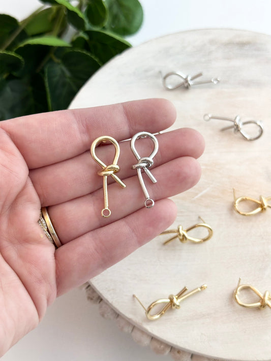 Knotted Loop Earring Posts - Gold or Silver (10pc)