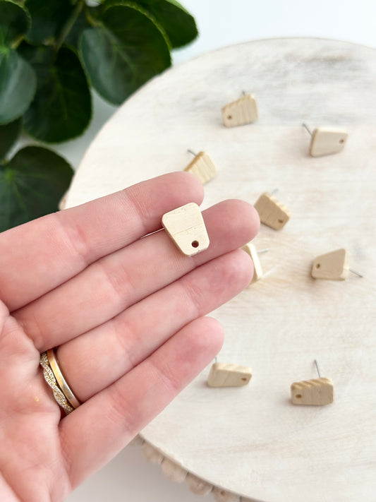 Trapezoid Ash Wood Earring Post (10pc)