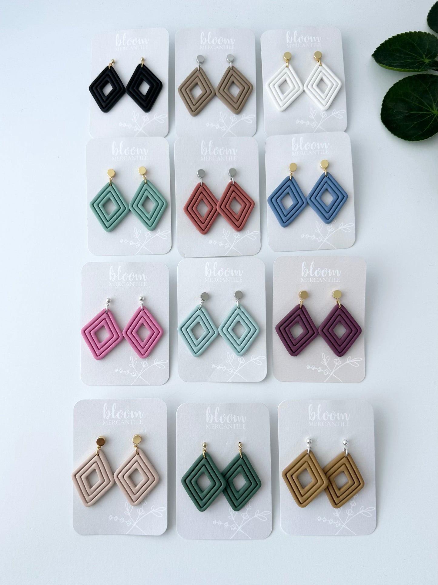 Extruded Diamond Dangles | Polymer Clay Earrings