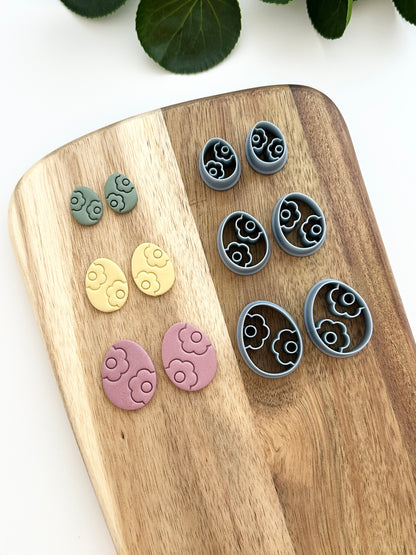 Flower Embossed Easter Egg (Mirrored Set) | Polymer Clay Cutter