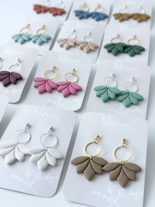 Lotus Dangles | Polymer Clay Earrings