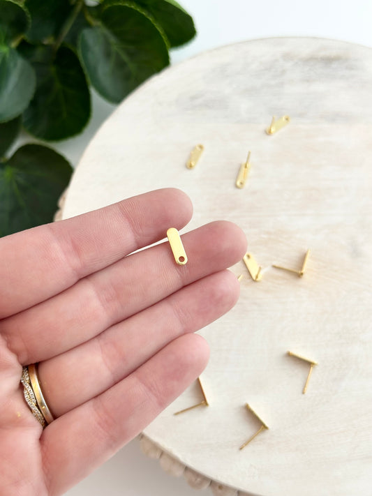 Narrow Capsule Earring Posts - Gold (10pc)