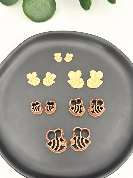 Side Profile Bumblebees (Mirror Set) | Polymer Clay Cutter