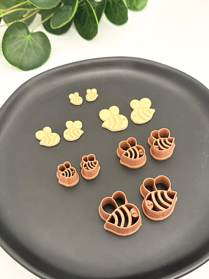 Side Profile Bumblebees (Mirror Set) | Polymer Clay Cutter