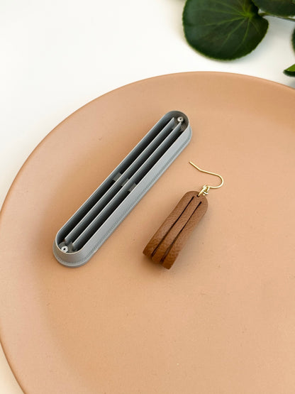 Skinny Rounded Rectangle Sculpted Earring | Leather Collection | Polymer Clay Cutter