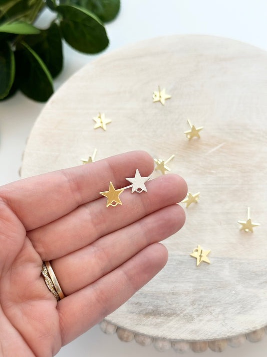 Star with Loop Earring Posts - Gold or Silver (10pc)