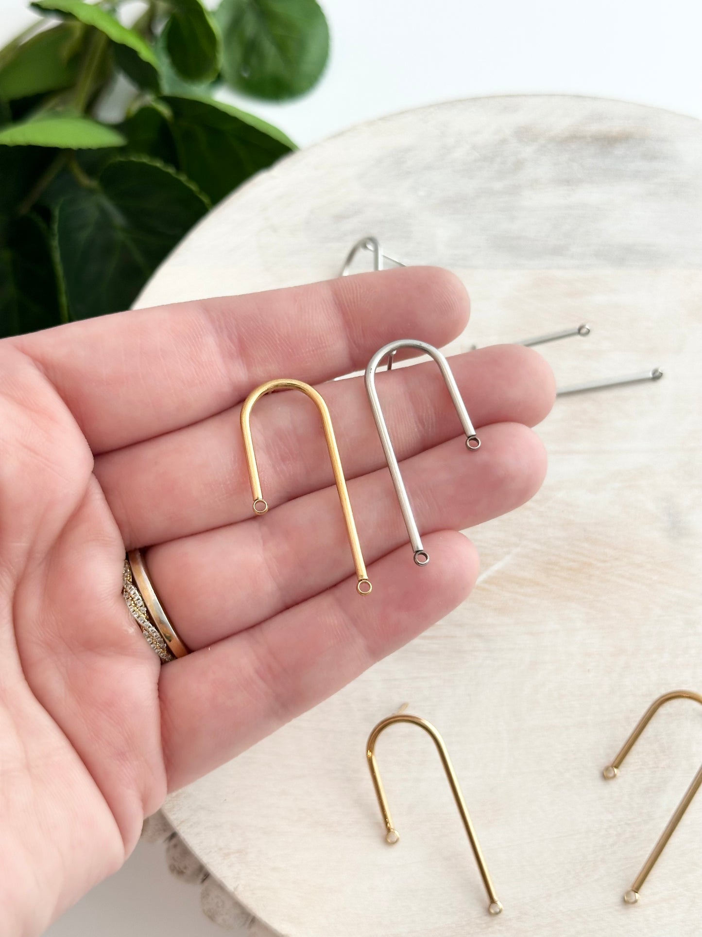 Asymmetrical Double Drop Arch Earring Post - Gold or Silver (10pc)