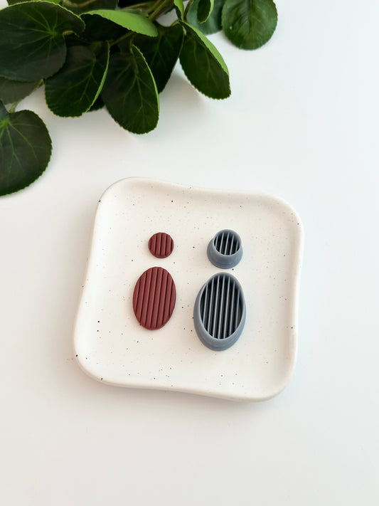 Striped Oval Dangle Set | Polymer Clay Cutter