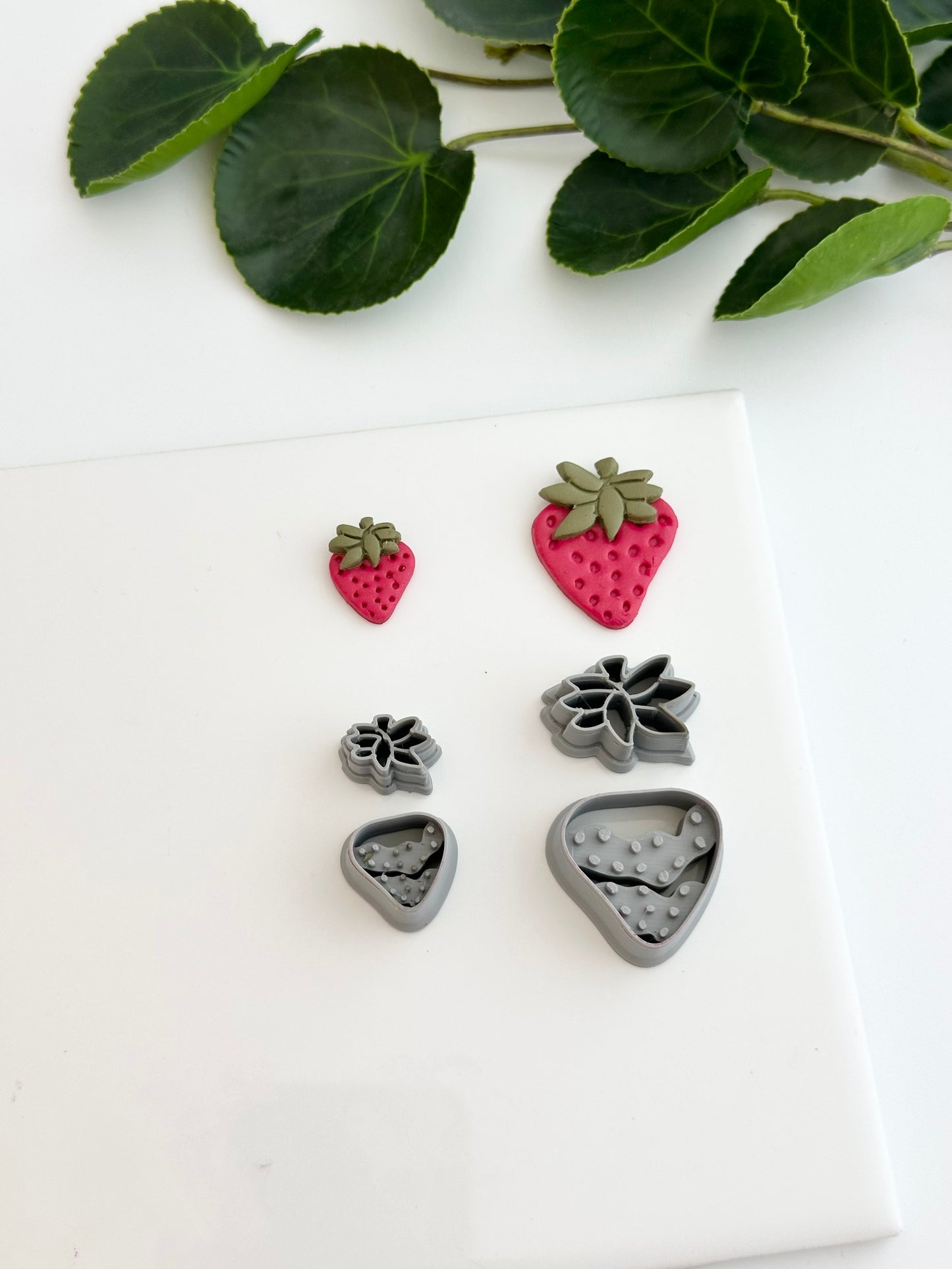 Strawberry and Leaves | Polymer Clay Cutter