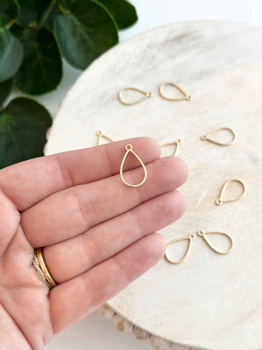 Small Teardrop Bezel Charm - Gold (10pc)