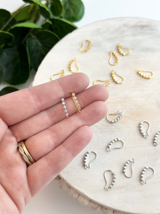 CZ Pave Earring Hooks - Gold or Silver (10pc)