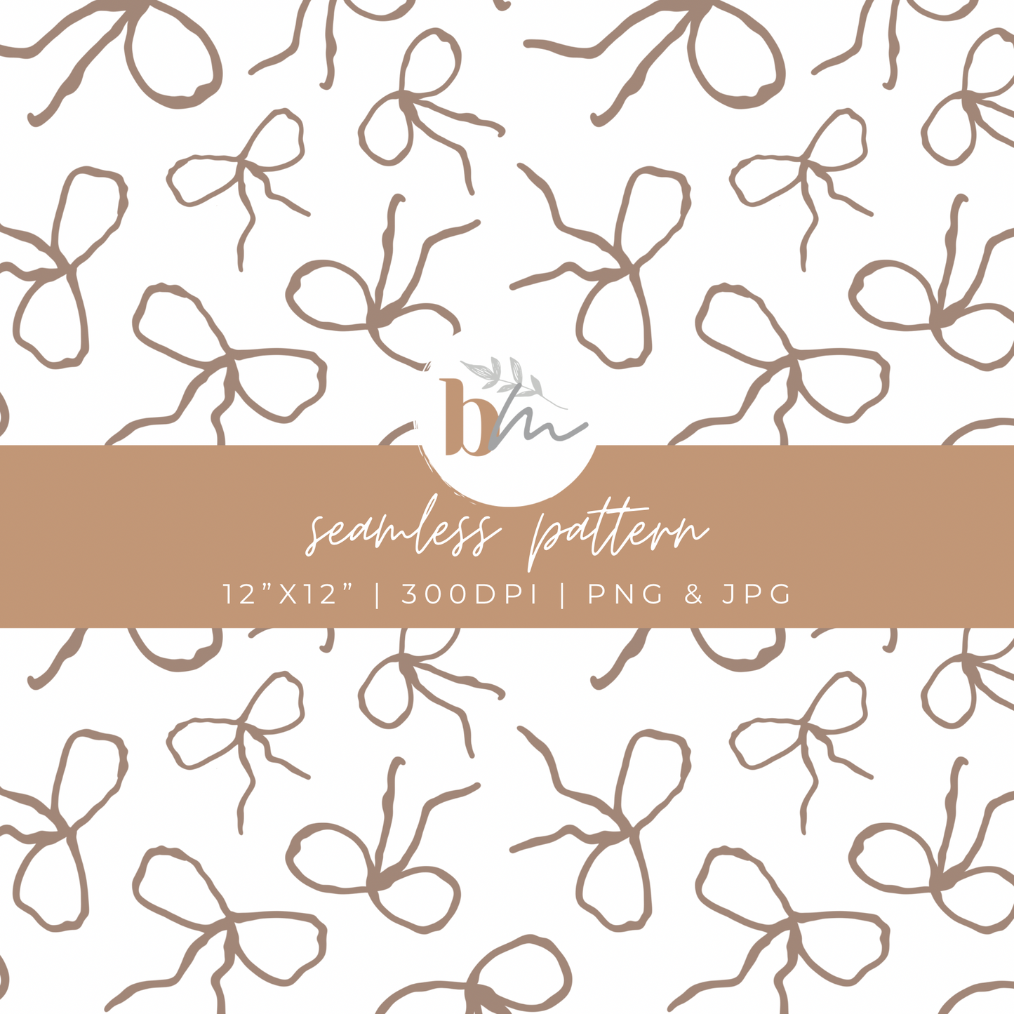 Messy Sketched Coquette Bows - Tan | Digital Seamless Pattern