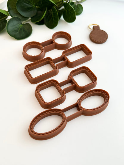 Basic Shapes Stitched Leather Keychains | Polymer Clay Cutter