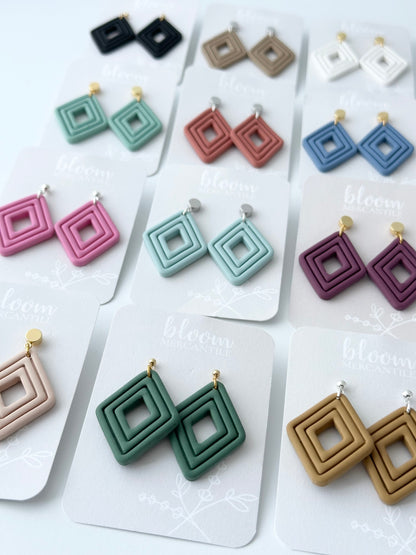 Extruded Diamond Dangles | Polymer Clay Earrings