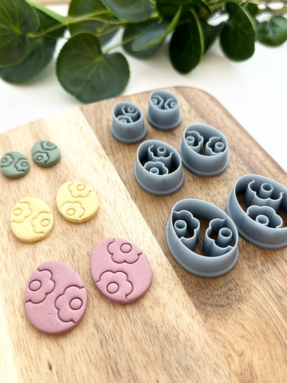 Flower Embossed Easter Egg (Mirrored Set) | Polymer Clay Cutter