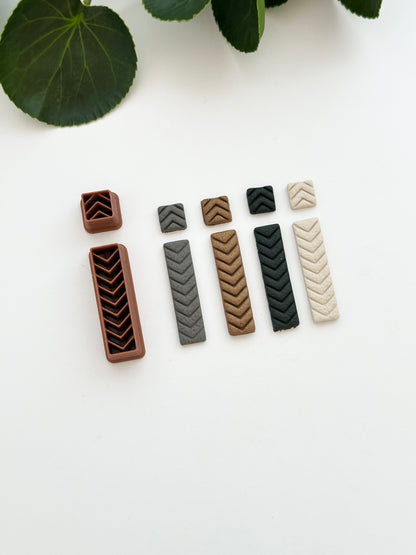 Skinny Chevron Rectangle Dangle Set | Polymer Clay Cutter