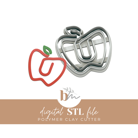 Apple Paperclip Bookmark | Digital STL File | Polymer Clay Tools & Cutters