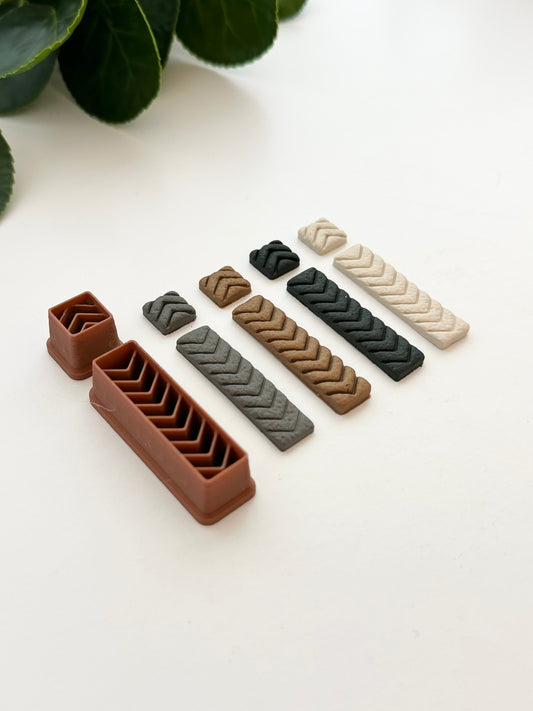 Skinny Chevron Rectangle Dangle Set | Polymer Clay Cutter