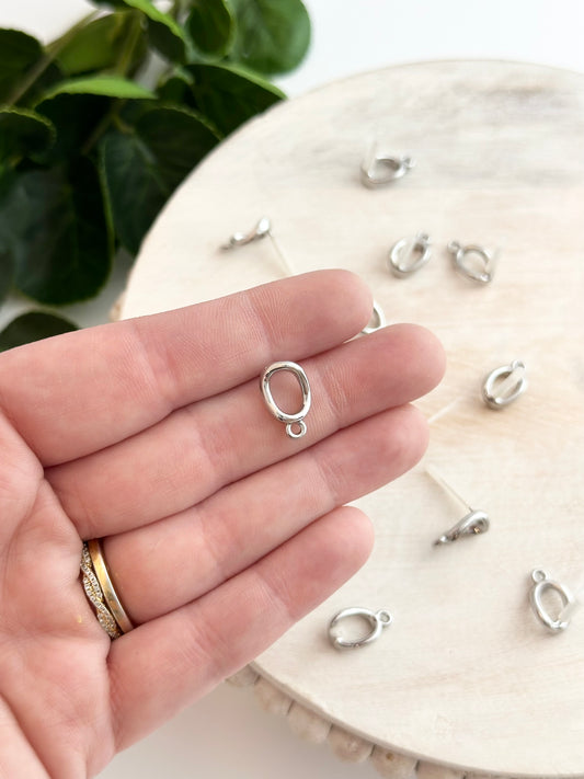 Twisted Open Circle Earring Posts - Silver (10pc)