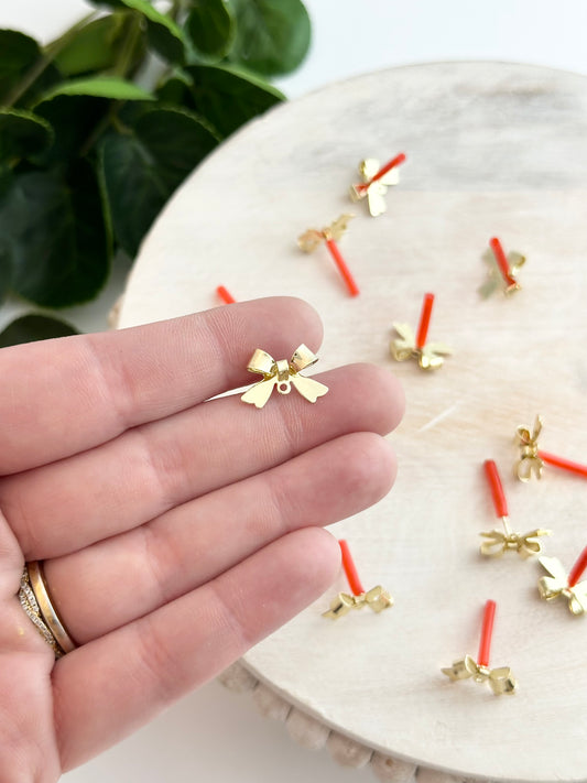 Smooth Bow Earring Posts - Gold (10pc)