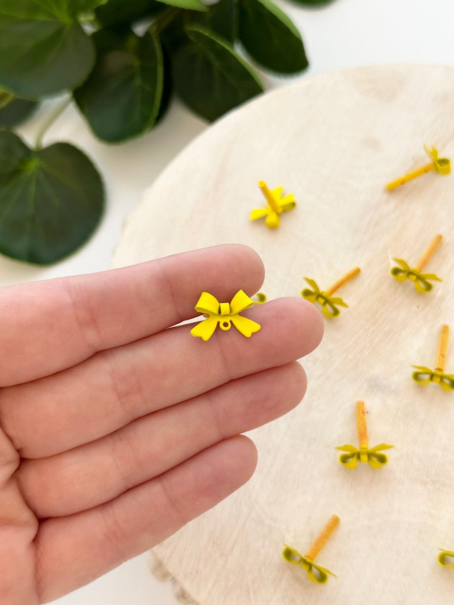 Yellow Bow Earring Posts (10pc)