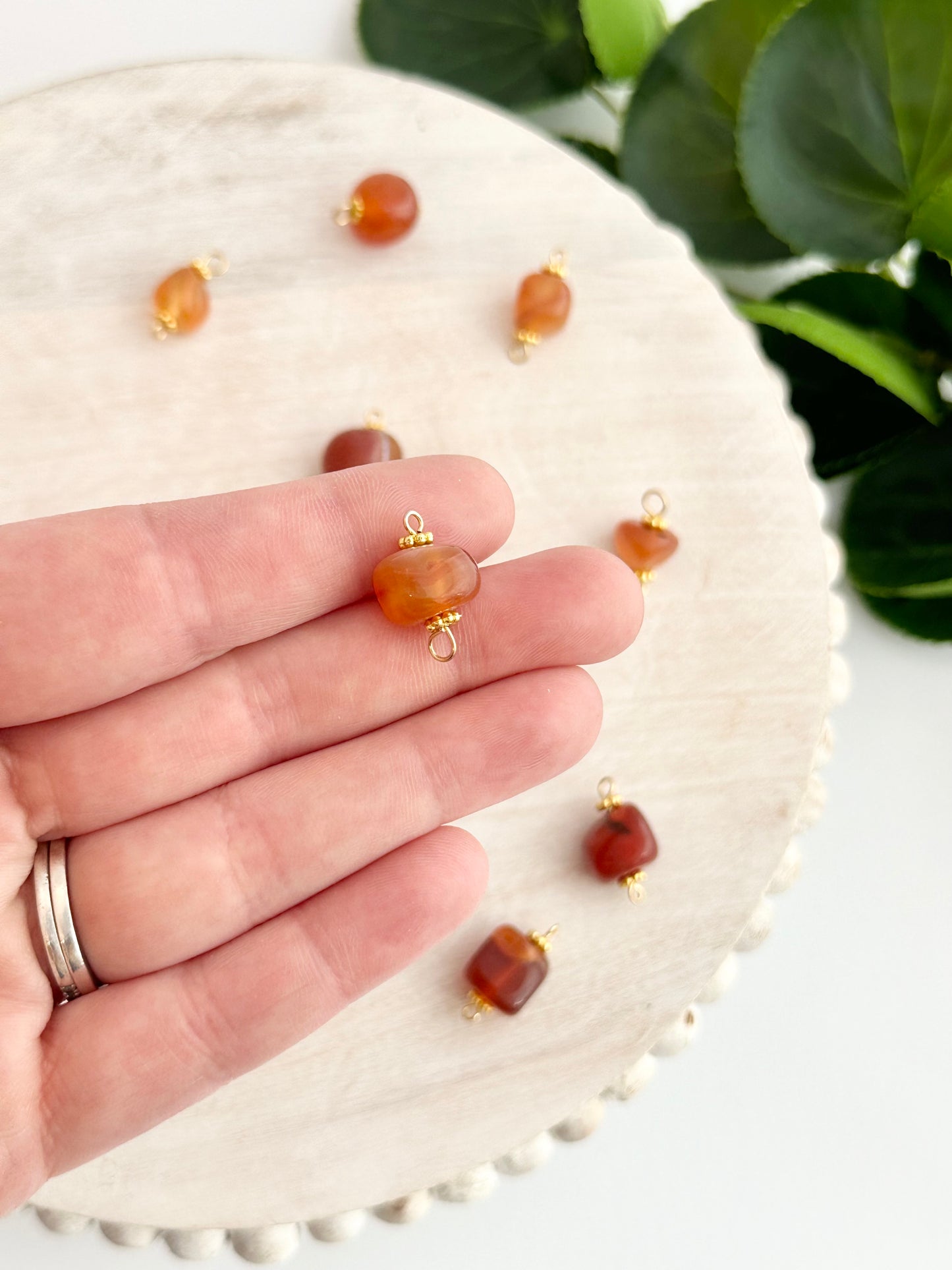 Orange Glass Connector Bead (10pc)