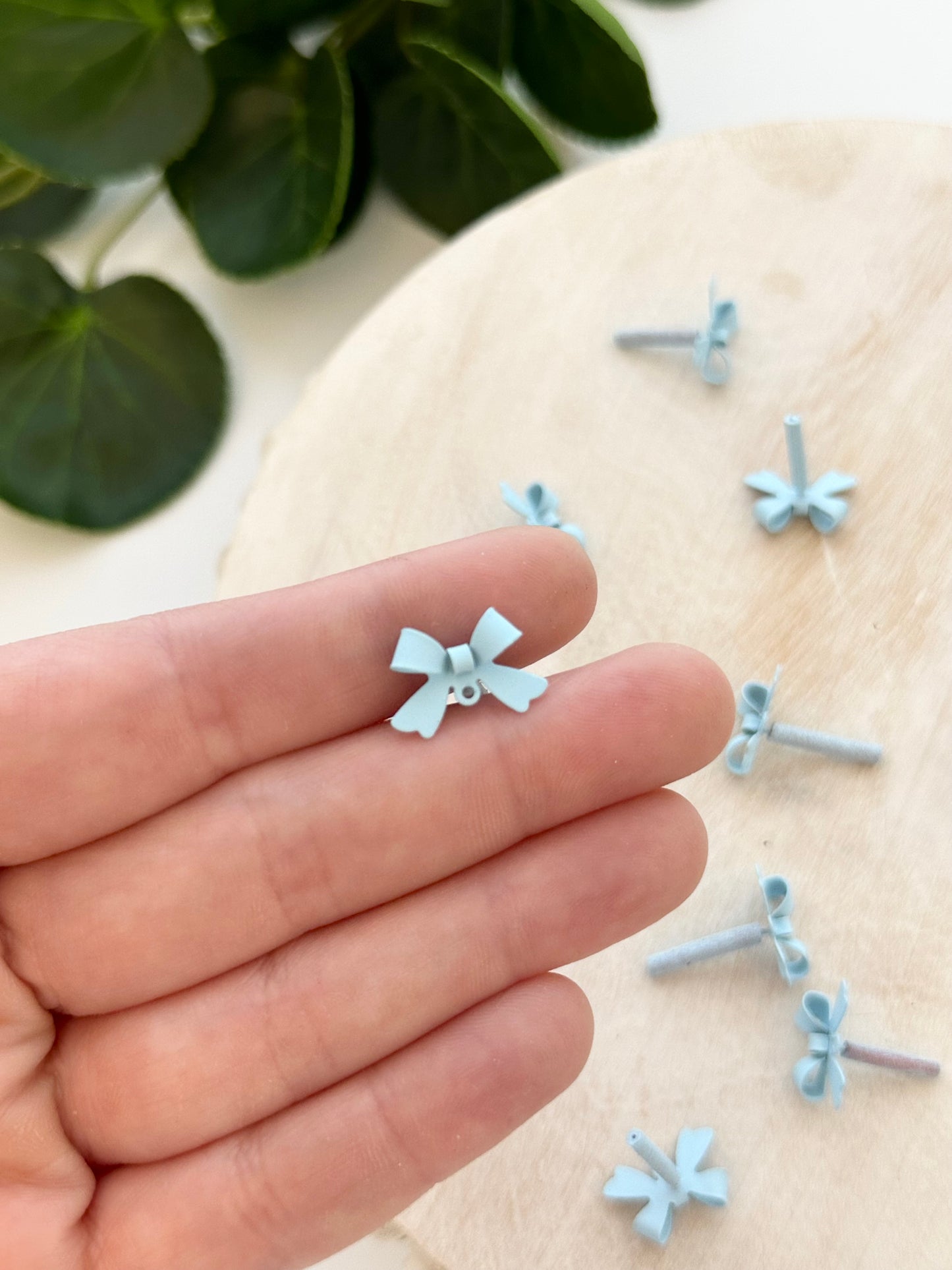 Light Blue Bow Earring Posts (10pc)