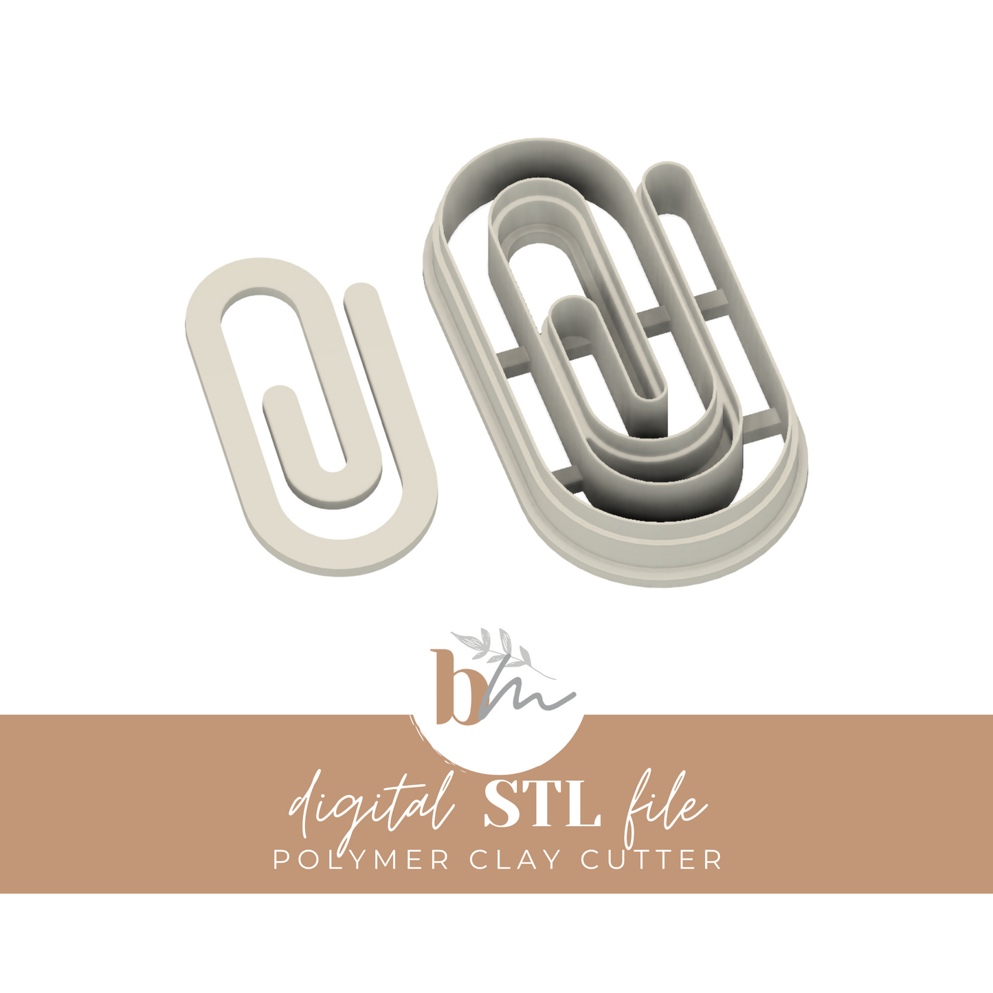 Classic Paperclip Bookmark | Digital STL File | Polymer Clay Tools & Cutters