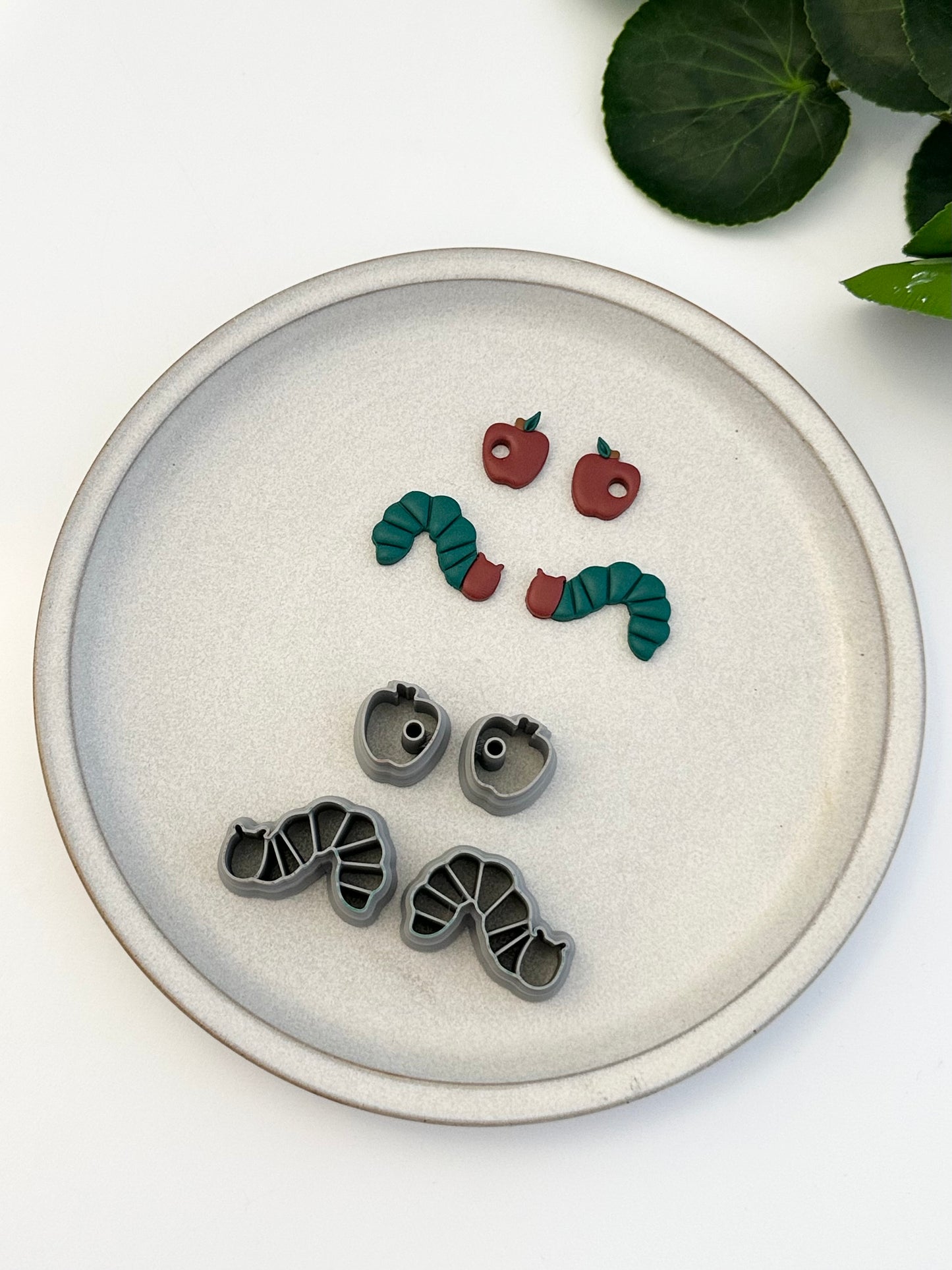 Caterpillar and Apple (Mirror Set - 4pc) | Polymer Clay Cutter