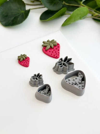 Strawberry and Leaves | Polymer Clay Cutter