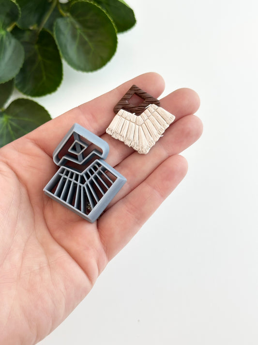 Squared Macrame Dangle Set | Macrame Collection | Polymer Clay Cutter