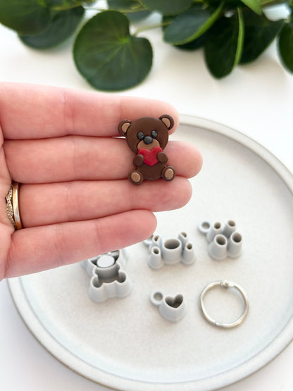 Teddy Bear Builder Set with Heart (4pc Set) | Polymer Clay Cutter