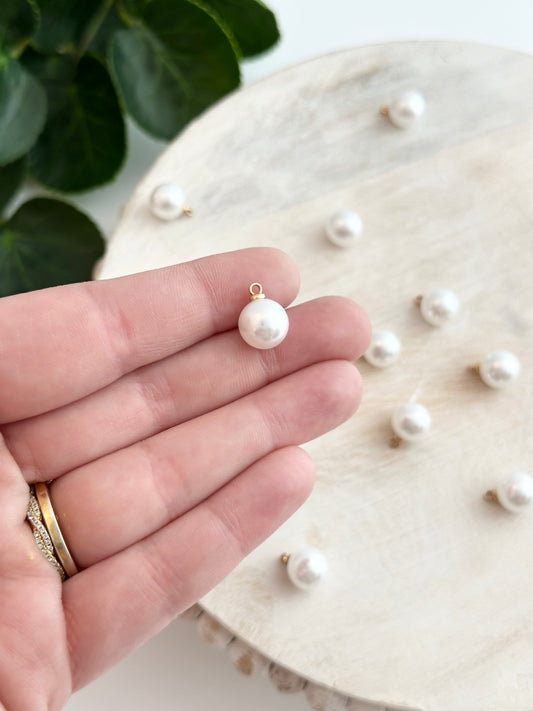 Pearl Ball Charm - Gold (10pc)