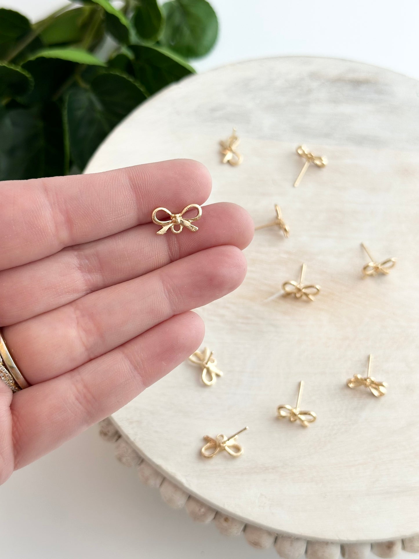 Small Bow Earring Posts - Gold (10pc)