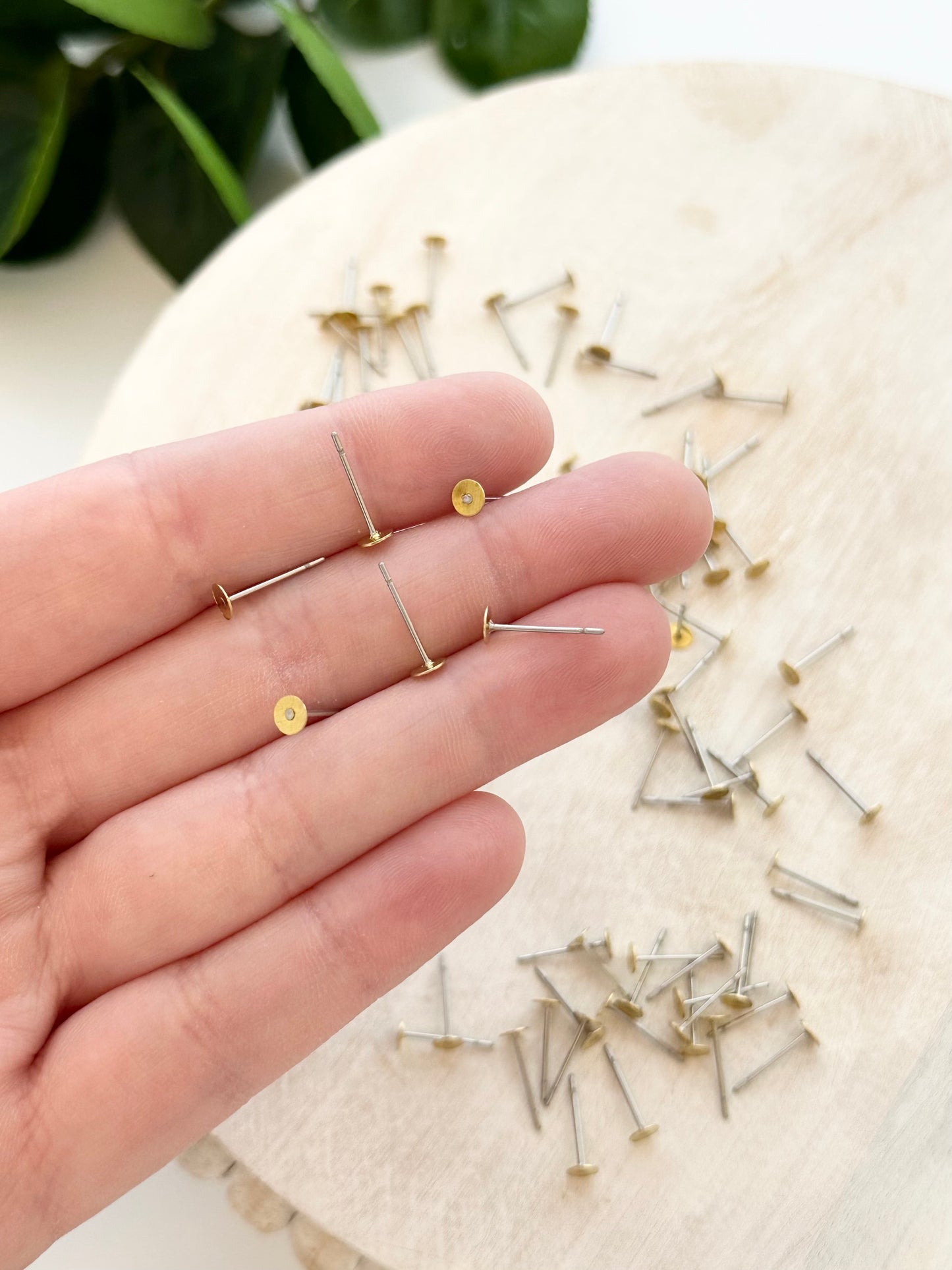 Flat Stud Earring Posts - 3mm (50pc)