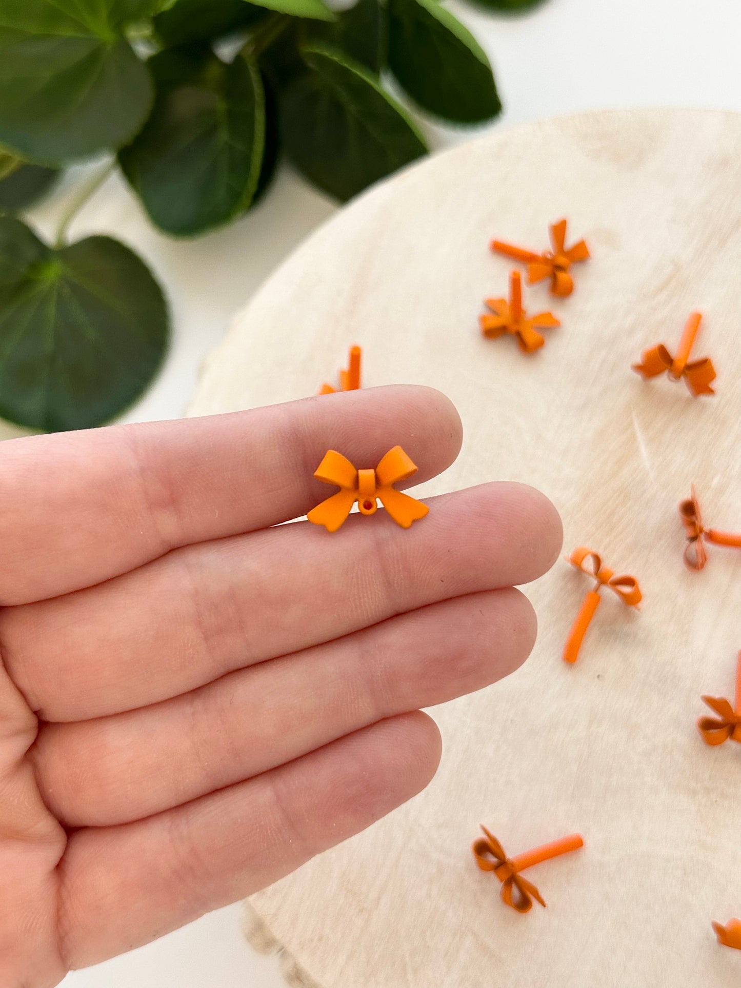 Orange Bow Earring Posts (10pc)