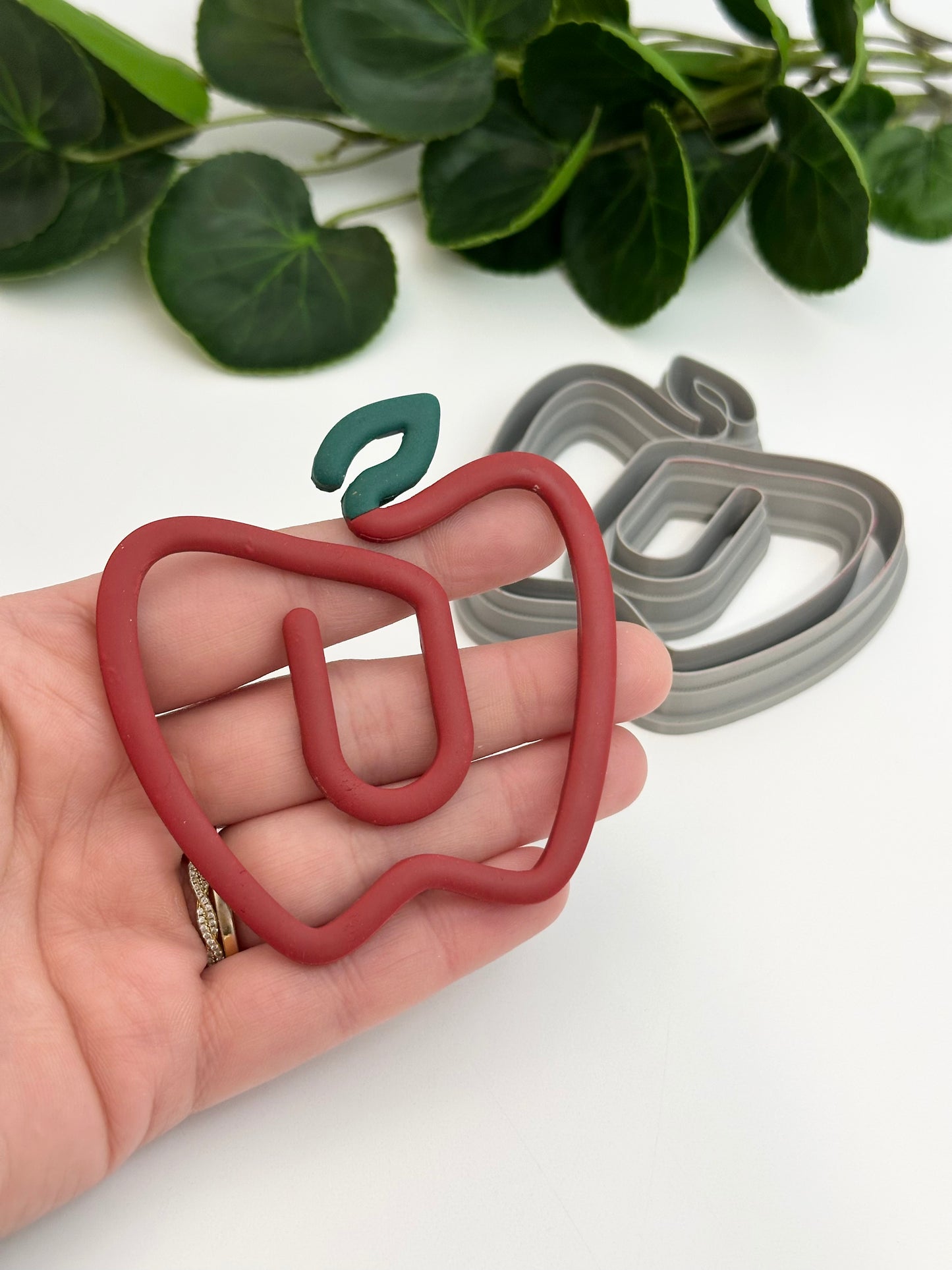 Apple & Leaf Paperclip Bookmark | Polymer Clay Cutter