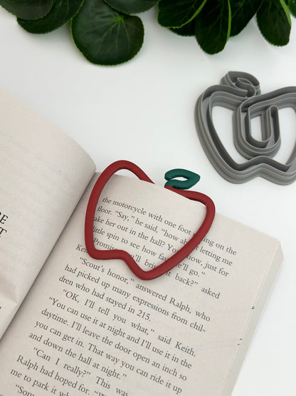 Apple & Leaf Paperclip Bookmark | Polymer Clay Cutter