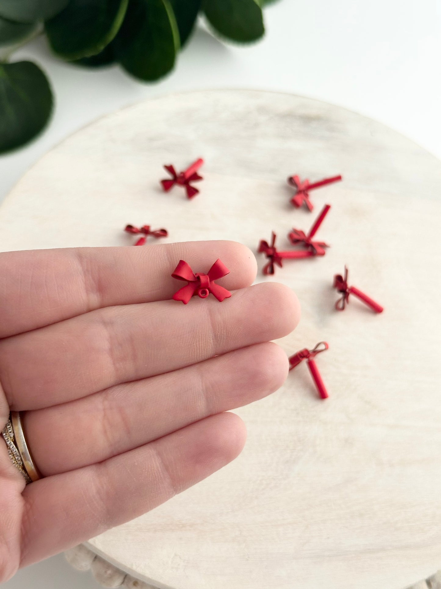 Red Bow Earring Posts (10pc)