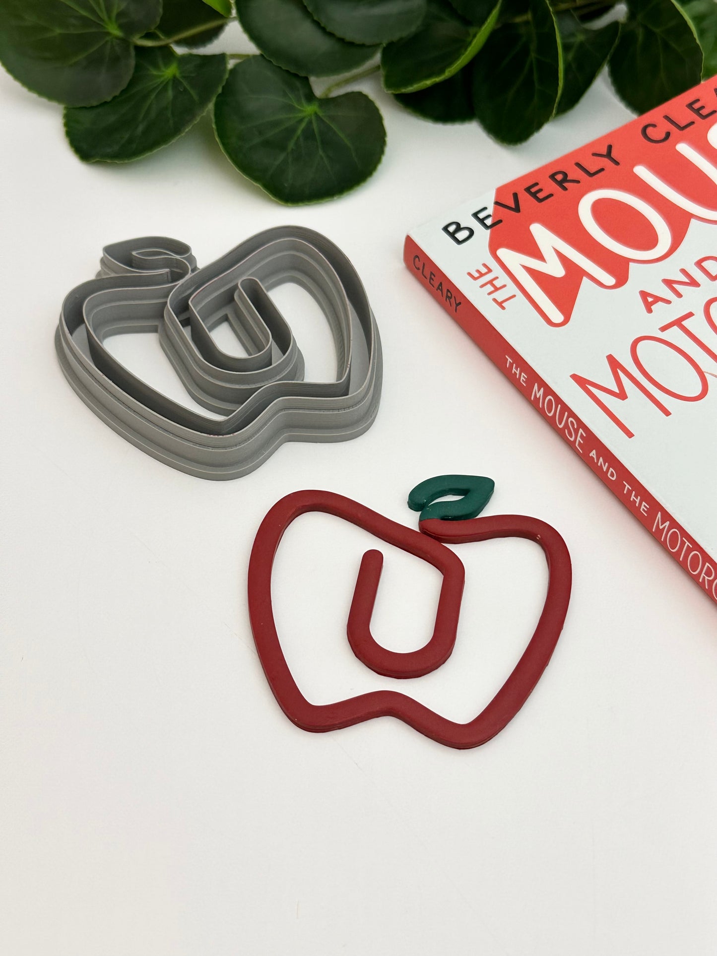 Apple & Leaf Paperclip Bookmark | Polymer Clay Cutter