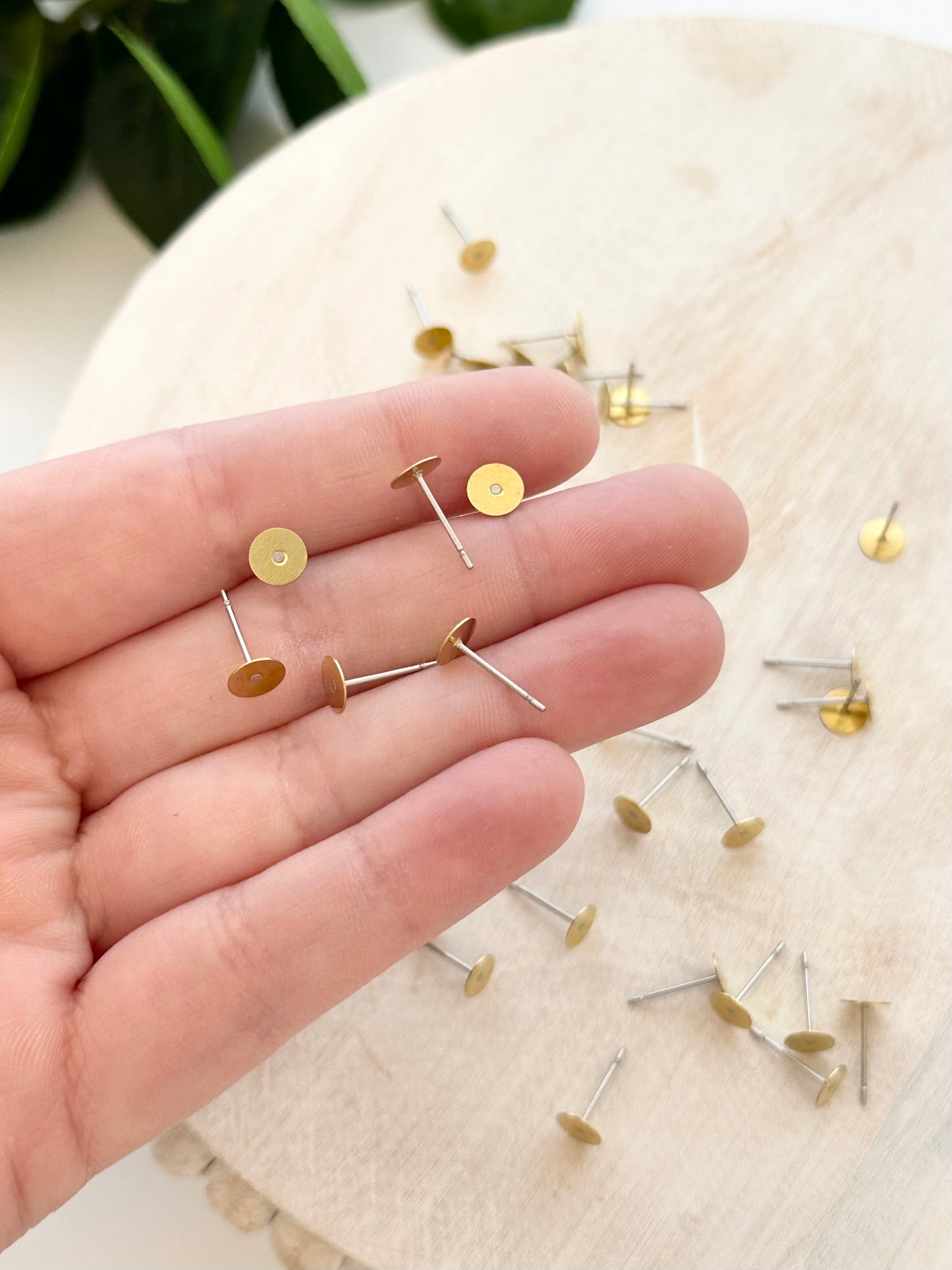 Flat Stud Earring Posts - 6mm (50pc)