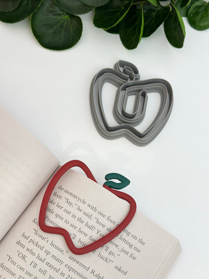 Apple & Leaf Paperclip Bookmark | Polymer Clay Cutter