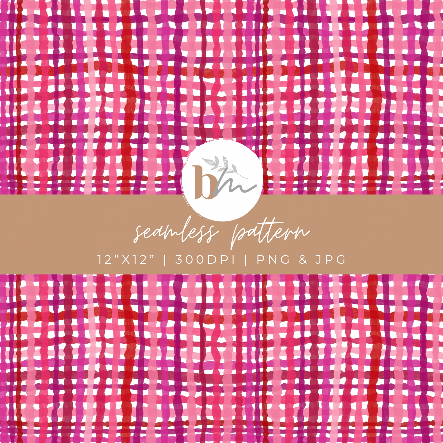 Pink Whimsical Valentine’s Day Plaid | Digital Seamless Pattern