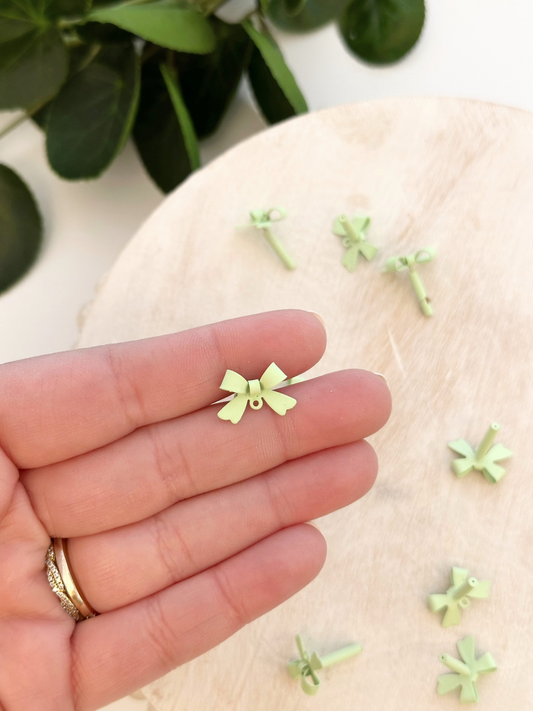 Light Green Bow Earring Posts (10pc)