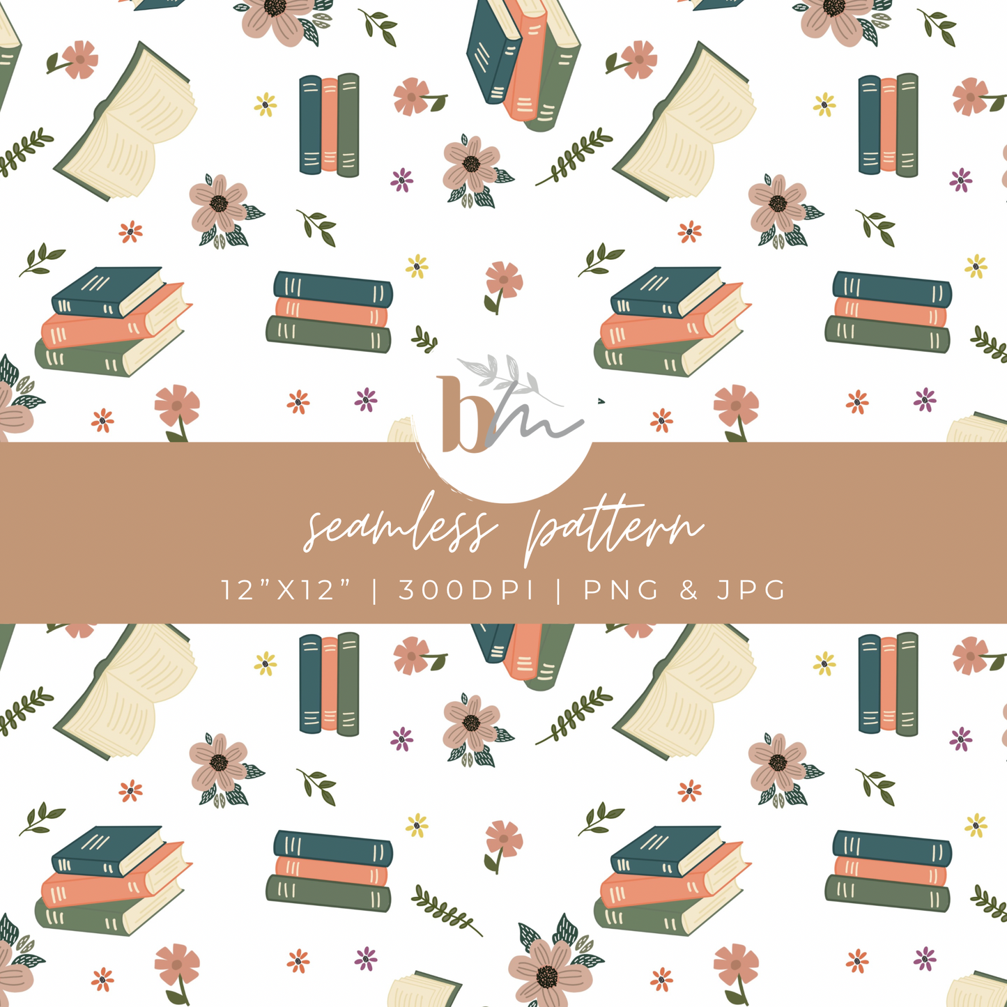 Bookish Floral | Digital Seamless Pattern