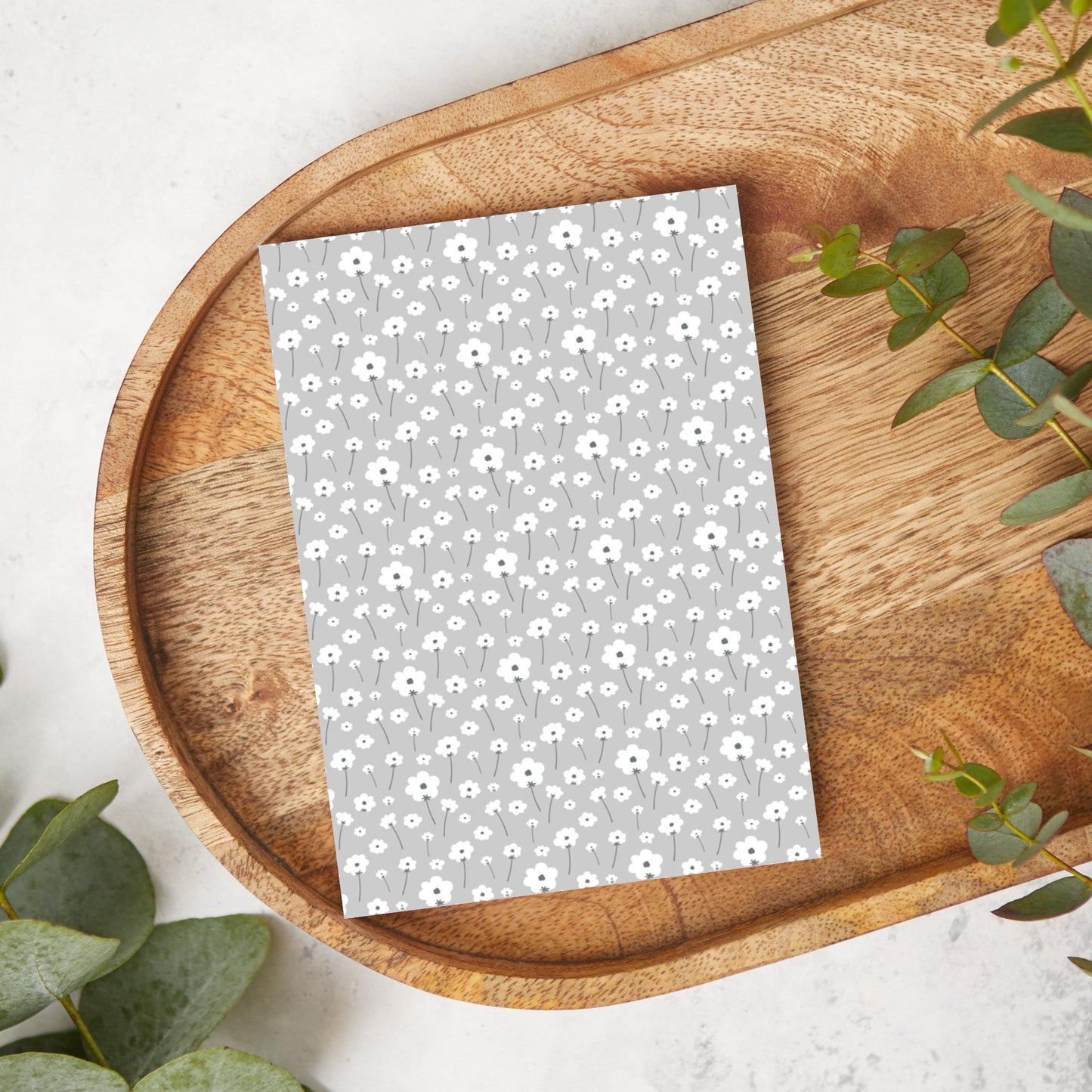 Gray & White Stemmed Flowers | MC01 | Image Transfer Paper