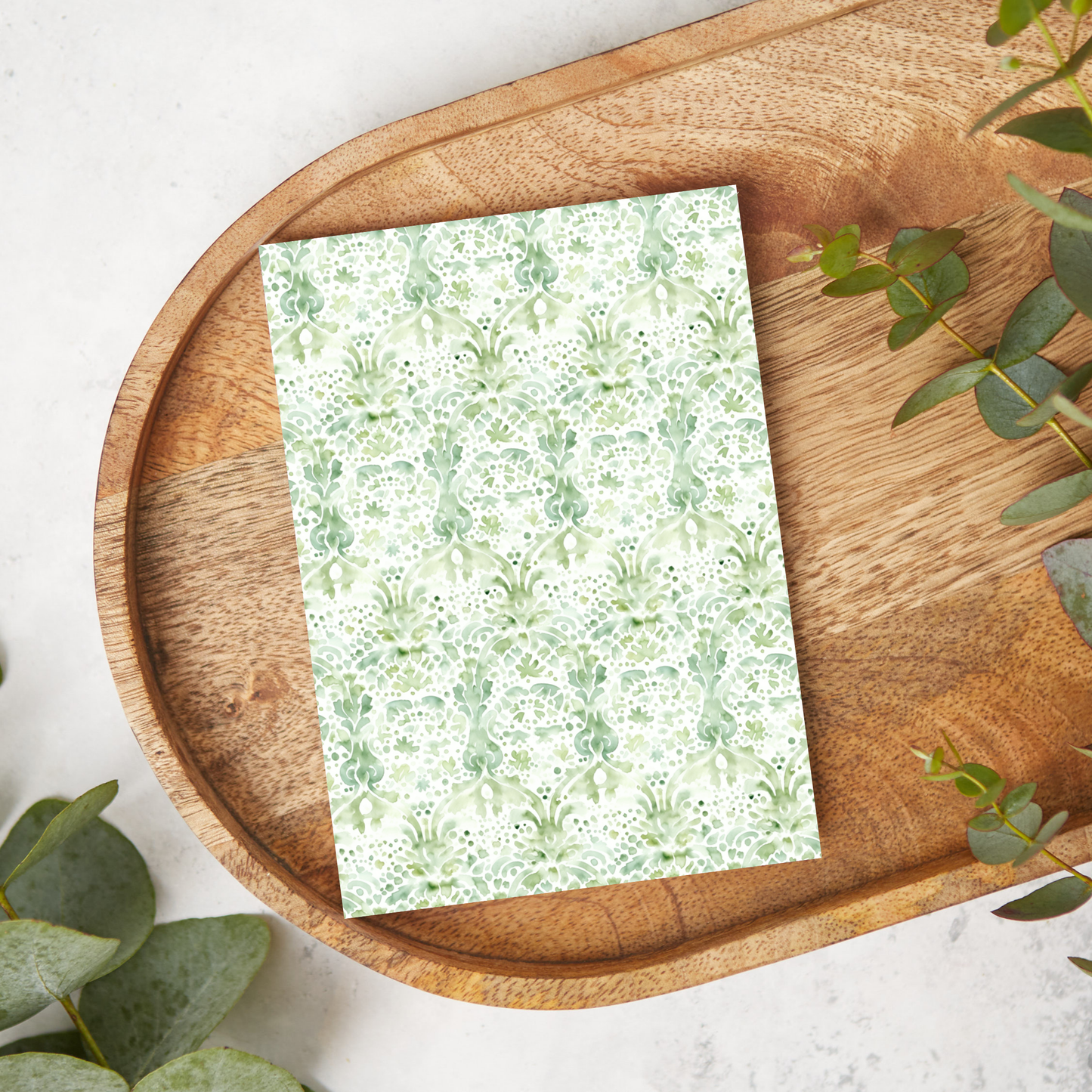 Green Folk Watercolor Pattern |  FB066 | Image Transfer Paper