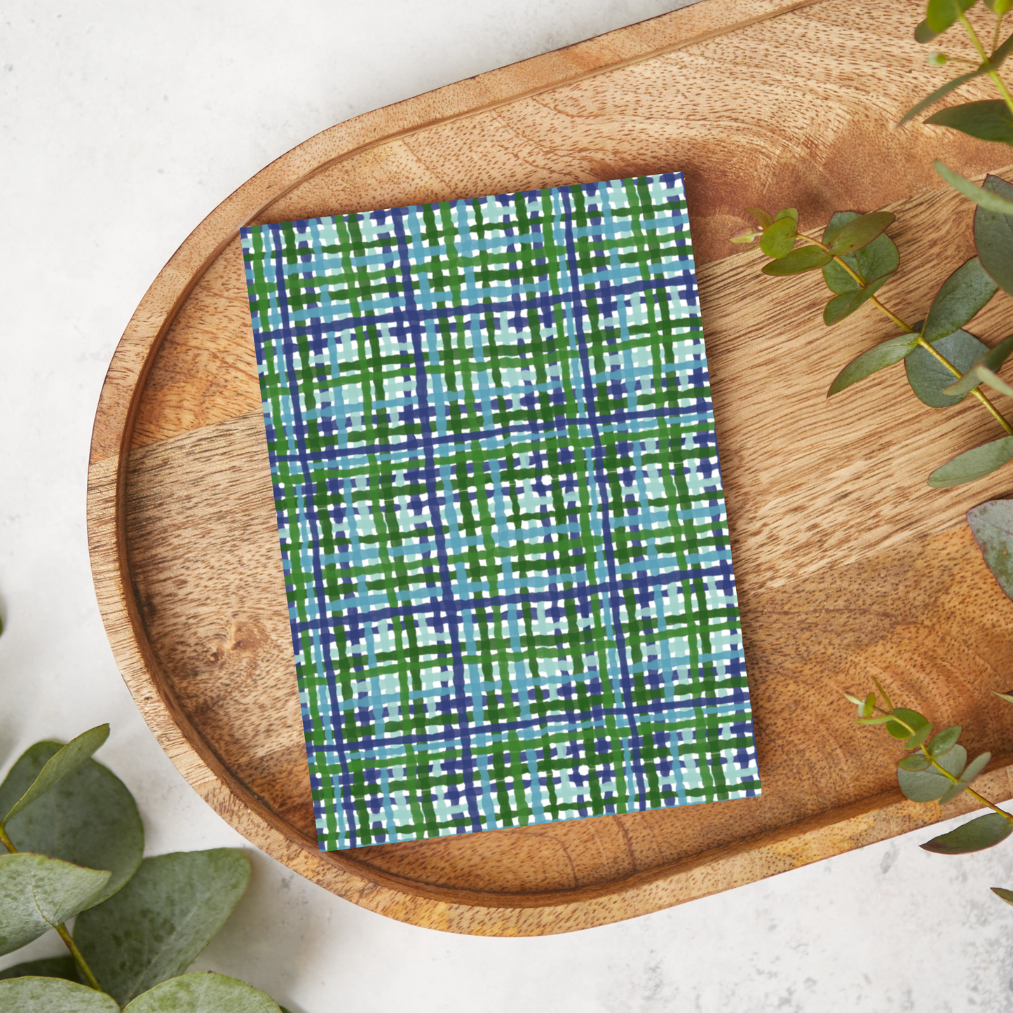 Blue and Green Wavy Watercolor Plaid | XC020 | Image Transfer Paper